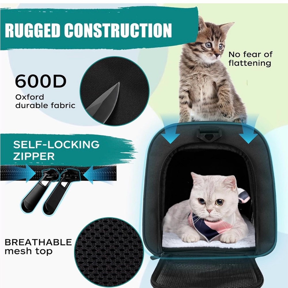 TSA Approved Pet Carrier | Black | 18x11x11 - Picture 3 of 5